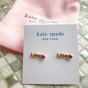 Kate Spade Love red crystal stud earrings